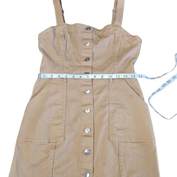 Divided Denim‎ Khaki Overall Button Dress  Size: S Excellent Used Condition - Picture 3 of 7